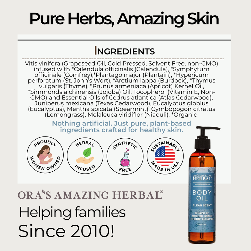 Ora's Amazing Herbal Body Oil, Clean Body Oil