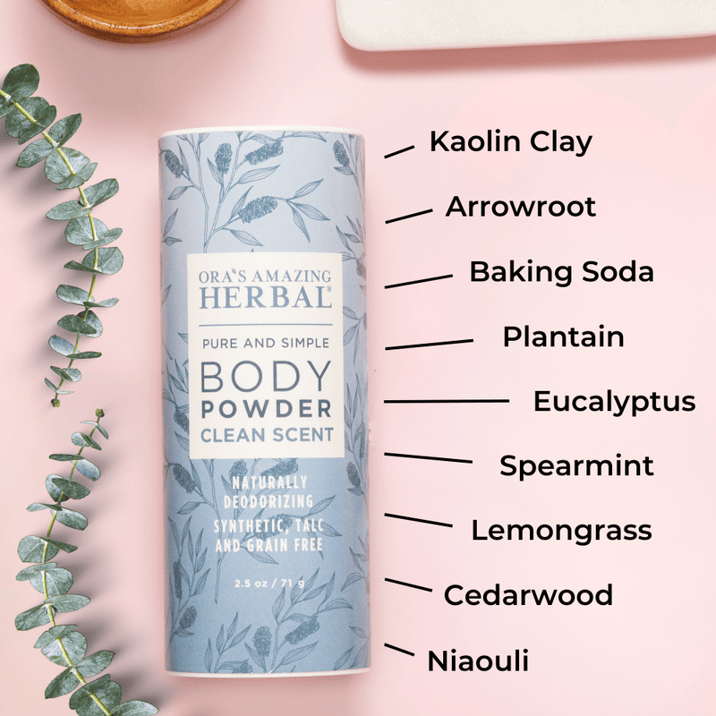 Ora's Amazing Herbal Talc Free Body Powder, Clean Scent Body Powder