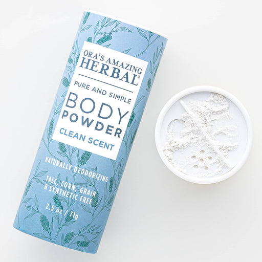 Ora's Amazing Herbal Talc Free Body Powder, Clean Scent Body Powder