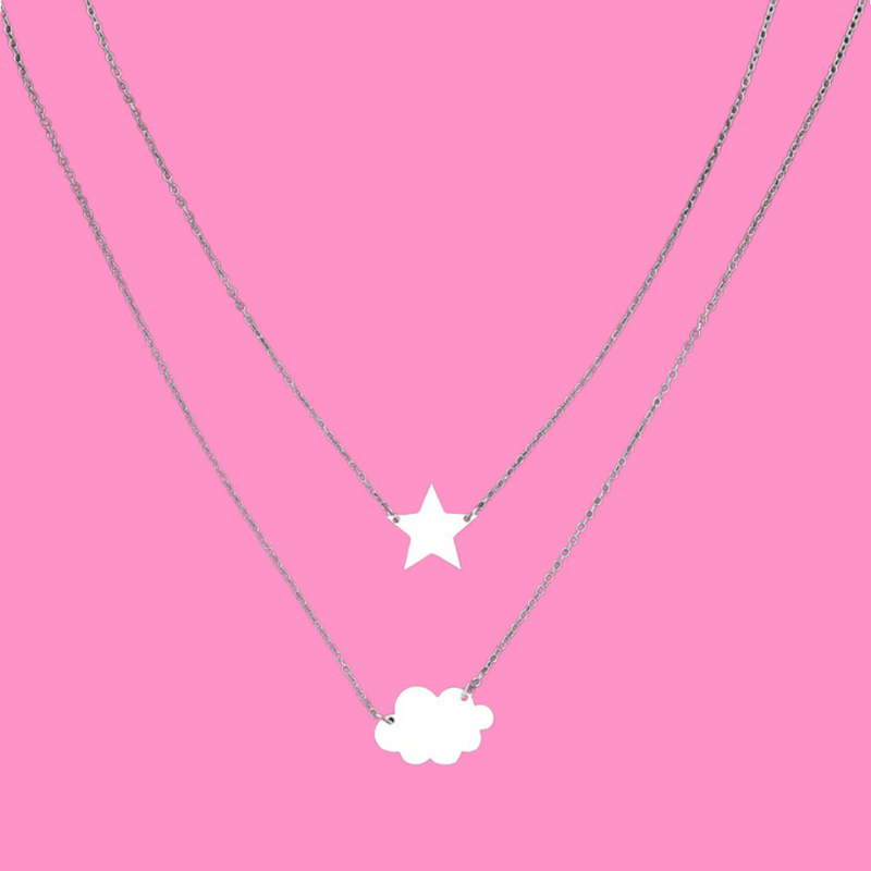 Medusa's Makeup Star, Cloud Necklace - Silver