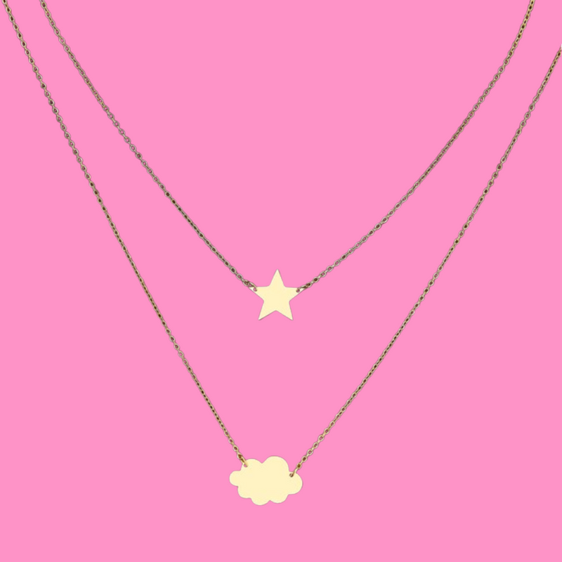 Medusa's Makeup Star, Cloud Necklace - Gold