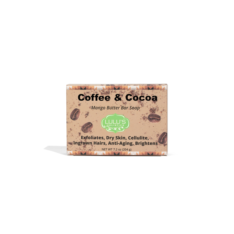 Lulu’s Holistics Coffee & Cocoa Mango Butter Bar Soap — Exfoliating, Hydrating for Dry Skin Bar soap