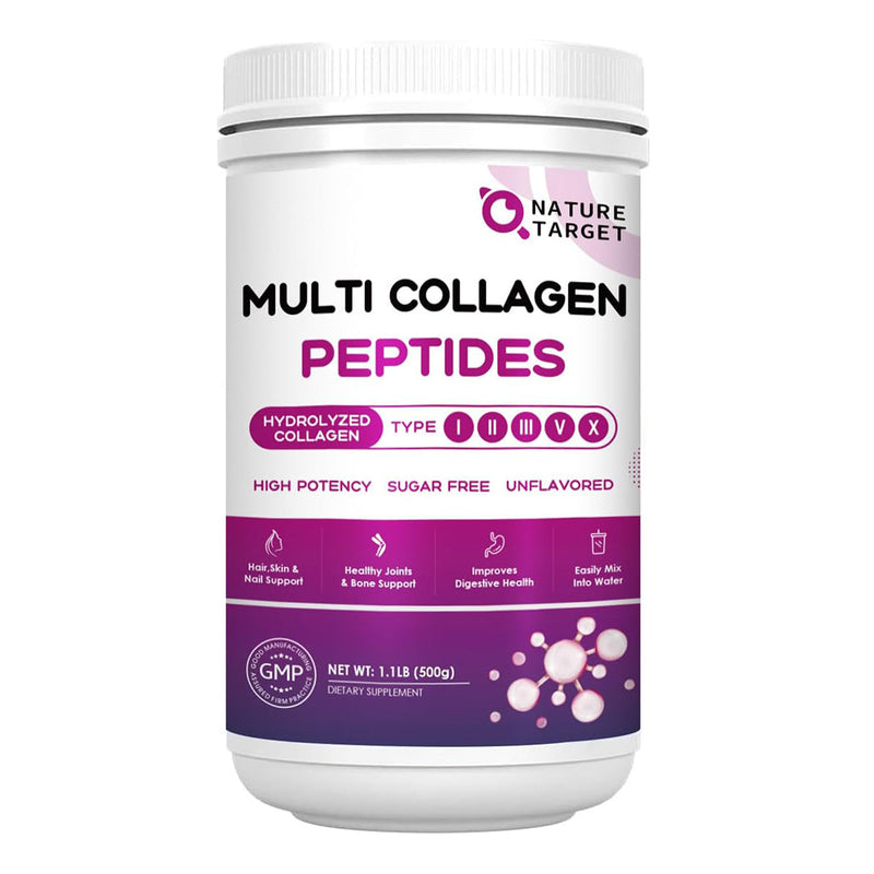 Nature Target Hydrolyzed Multi Collagen Peptides Powder, 1.1 LB Collagen