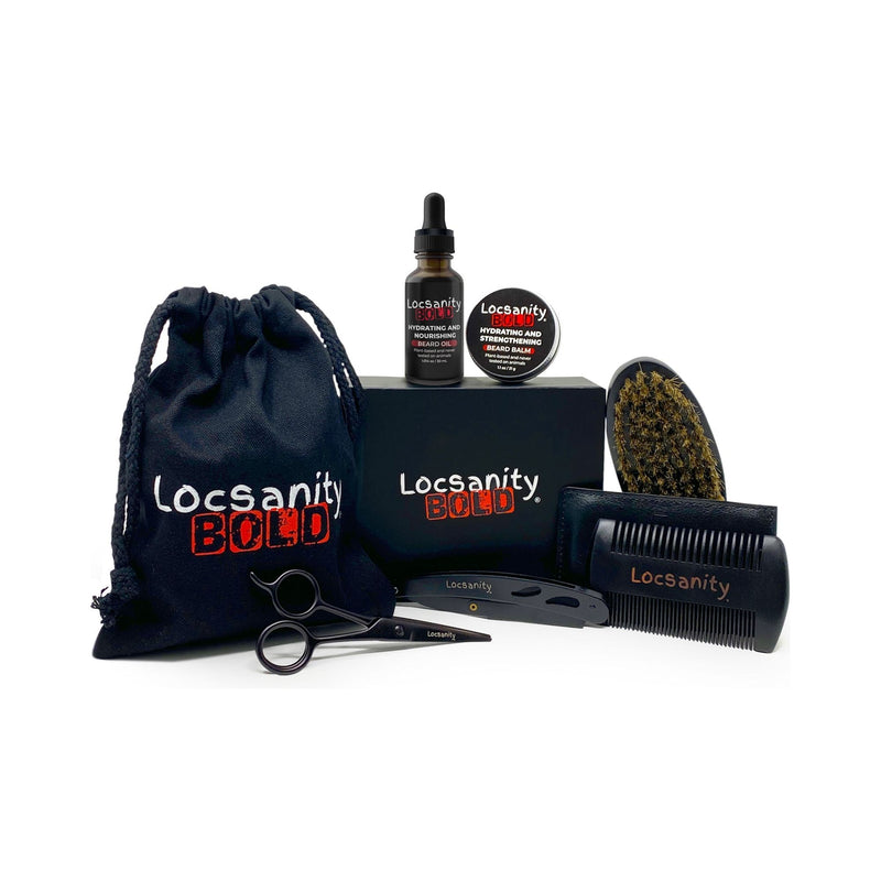 Locsanity Locsanity BOLD Beard Kit, Beard Growth Kit, Beard Grooming Kit, Growth Oil, Balm Conditioner, Brush, Comb, Mustache Scissor, Storage Bag, Beard Care & Trimming Trimmer Kit, Gifts for Men Him Tools & Kits