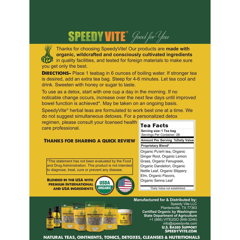 SpeedyVite® Colon Detox Tea | Gentle Digestive Support & Regularity* USDA Organic | SpeedyVite - FREE SHIPPING Tea