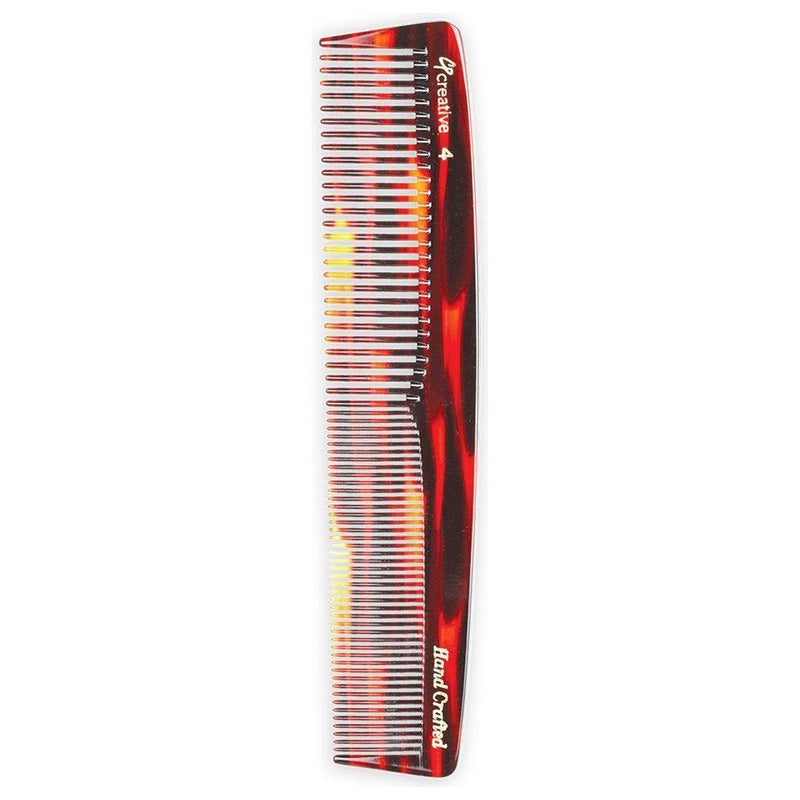 Creative Pro Hair Tools C4 Tortoise Comb with Medium and Fine Teeth (7.25 in) Hair Comb