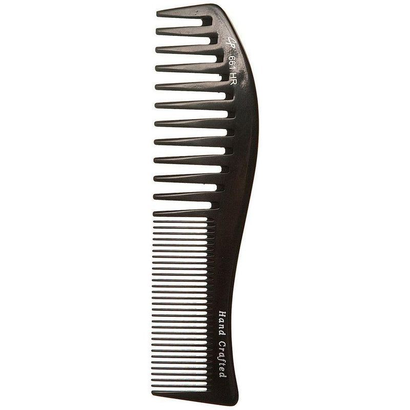Creative Pro Hair Tools Curved Fine and Wide Tooth 8.5 Inch Hard Rubber Comb  -C661HR Hair Comb