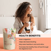 Gardenika Shop Digest Awake Loose Tea, Bloating & Stomach Ease - Ayurvedic Blend with Ginger & Peppermint - Herbal & Caffeine Free - Organic & Kosher Loose Leaf Tea