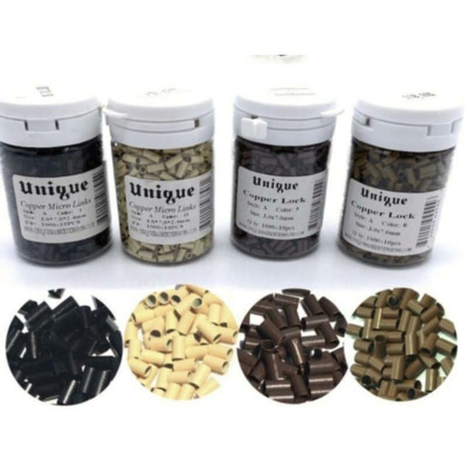 VIP Extensions Unique Copper Micro Link Style "A" Size 3.0 x 7.0 x 2.4 mm 1 Bottle (1,000 pieces) Hair Accessories White Smoke 1 (Black),3,5,13,8