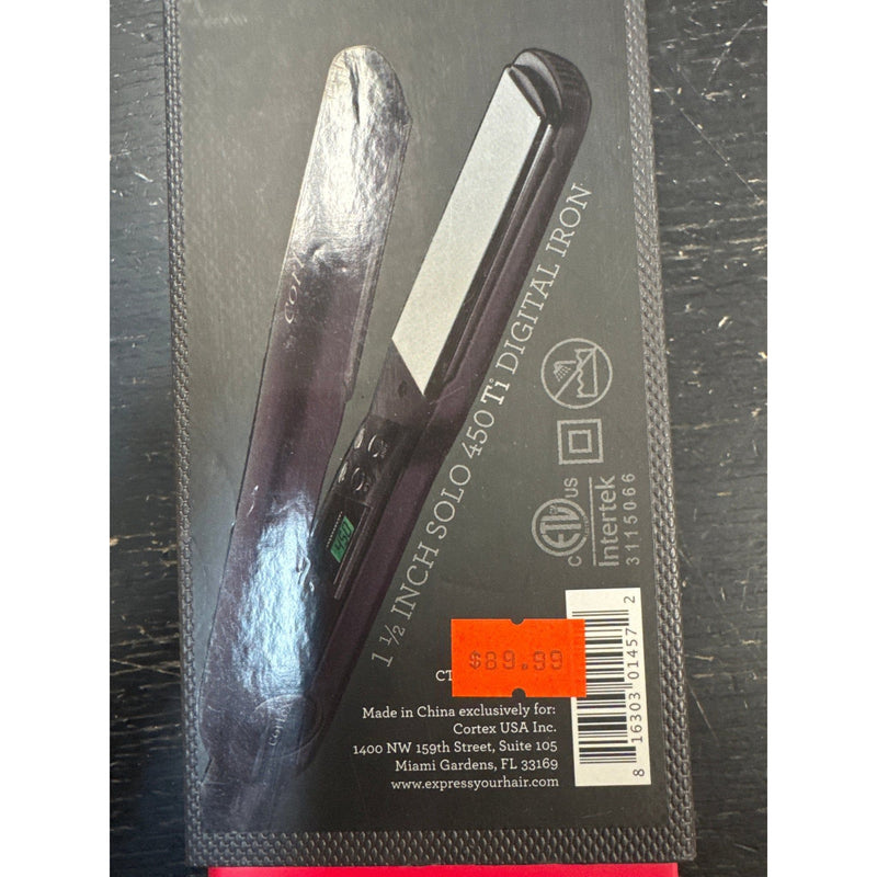 VIP Extensions Cortex Pro Solo 450 Black Digital Analog Titanium 1.5-Inch Flat Iron Hair Tools