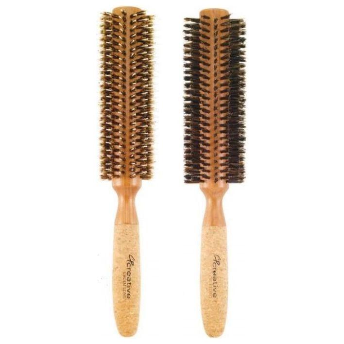 Creative Pro Hair Tools Eco-Friendly Extended 6" Long Cork Barrel Round Hair Brush Hair Brush