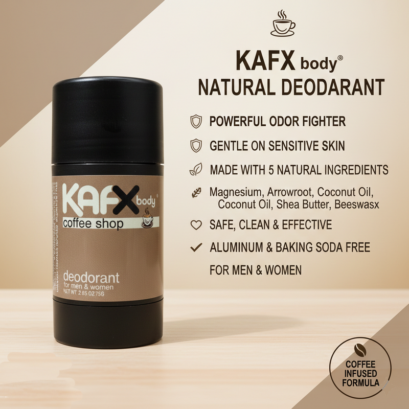 KAFX Body Coffee Shop Coffee-Infused Natural Deodorant – Real Coffee Scent & Safe for All Deodorant