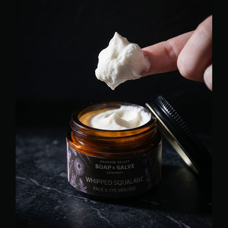 Chagrin Valley Soap & Salve Whipped Squalane Face & Eye Cream Facial Cleansers and Moisturizers Black 1 fl oz Jar