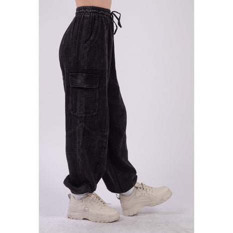 VERY J Washed Woven Crinkle Gauze Drawstring Pants