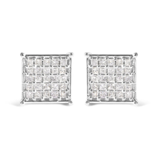 Bids.com 10K White Gold 3/4 Cttw Princess Diamond Composite Stud Earrings (I-J Color, I1-I2 Clarity) Earrings