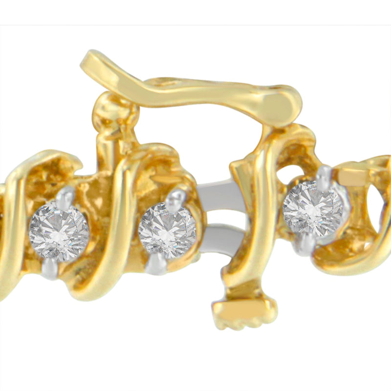 Bids.com 14K Yellow Gold Round Cut Diamond Spiral Link Bracelet (3.00 cttw, H-I Color, SI2-I1 Clarity) Bracelets