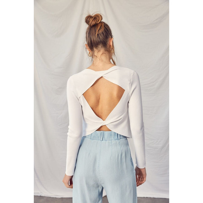 Idem Ditto Twisted Backless Long Sleeve Knit Top