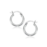 Bids.com 10k White Gold Polished Hoop Earrings (15 mm) Earrings