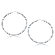 Bids.com 10k White Gold Polished Hoop Earrings (40 mm) Earrings