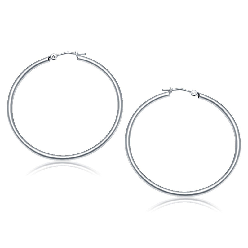 Bids.com 10k White Gold Polished Hoop Earrings (40 mm) Earrings