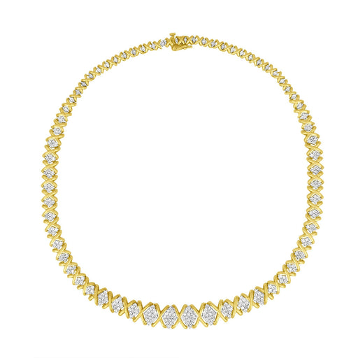 Bids.com 10K Yellow Gold 4 cttw Brilliant Round-Cut Diamond Graduating Riviera Statement Necklace (H-I Color, I2-I3 Clarity) Necklaces