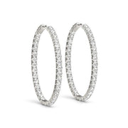 Bids.com Oval Shape Two Sided Diamond Hoop Earrings in 14k White Gold (2 cttw) Earrings