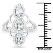 Bids.com 1.54 Carat Genuine Aquamarine and White Zircon .925 Sterling Silver Ring Rings
