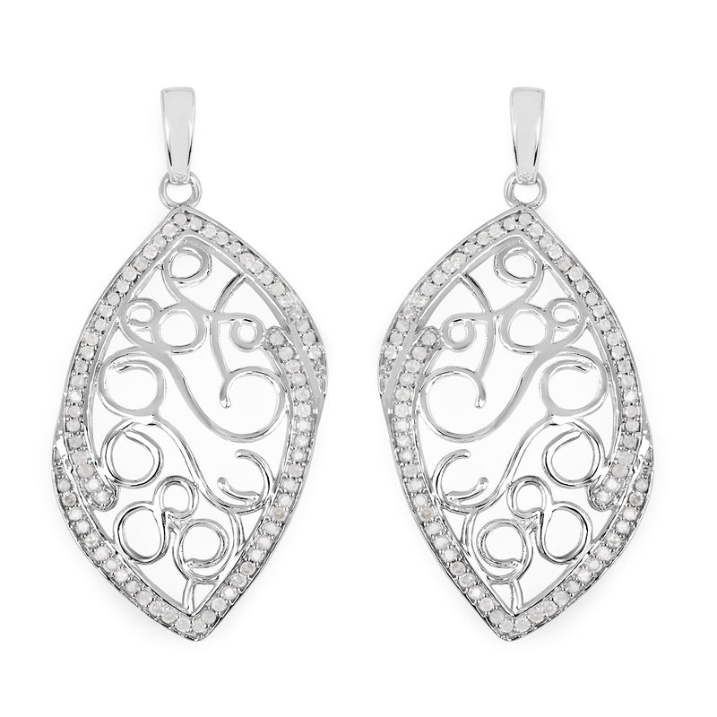 Bids.com 0.73 Carat Genuine White Diamond .925 Sterling Silver Earrings Earrings
