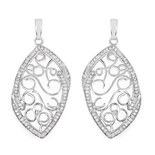 Bids.com 0.73 Carat Genuine White Diamond .925 Sterling Silver Earrings Earrings