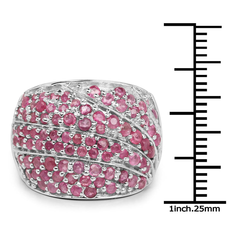 Bids.com 2.97 Carat Genuine Ruby .925 Sterling Silver Ring Rings