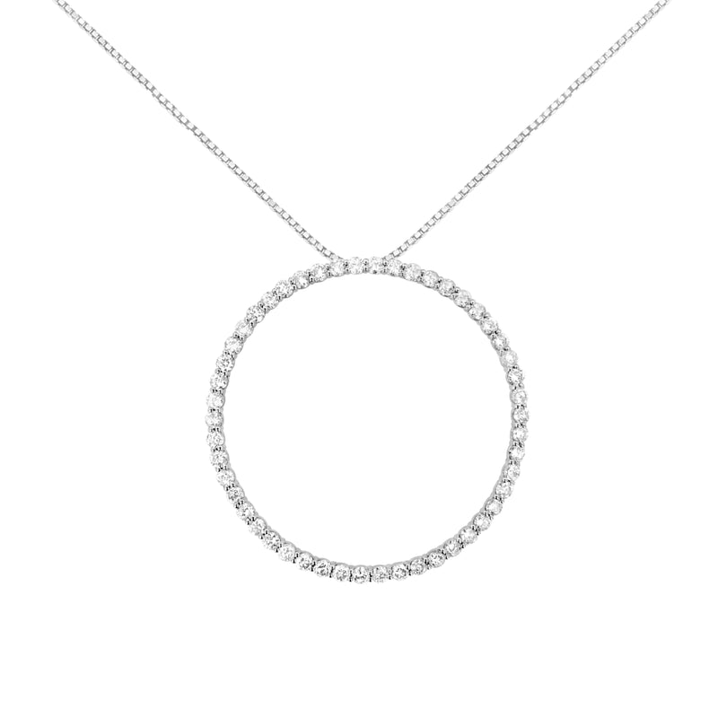 Bids.com .925 Sterling Silver 4 cttw Prong Set, Round-Cut Diamond Open Circle Hoop 18" Pendant Necklace (J-K Color, I1-I2 Clarity) Necklaces
