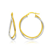 Bids.com 14k Two-Tone Gold Interlaced Double Row Earrings Earrings