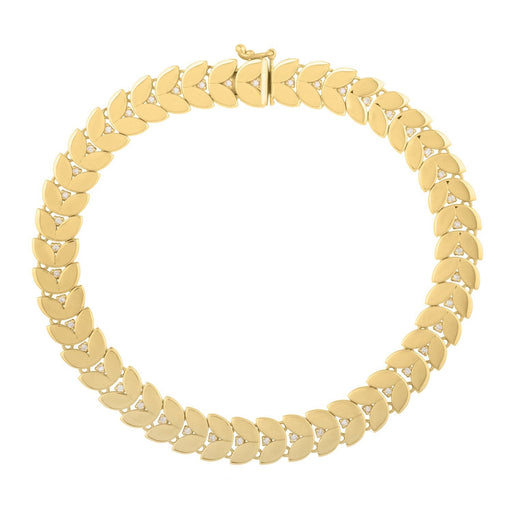 Bids.com 14k Yellow Gold 7 1/2 inch Laurel Leaf Bracelet with Diamond (7.40 mm) Bracelets White Smoke 7.5 / Yellow Gold