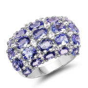 Bids.com 7.29 Carat Genuine Tanzanite and White Topaz .925 Sterling Silver Ring Rings