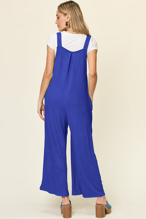 Double Take Texture Sleeveless Wide Leg Overall