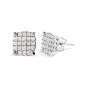 Bids.com 10K White Gold 3/4 Cttw Princess Diamond Composite Cushion Shape Stud Earrings (I-J Color, I1-I2 Clarity) Earrings