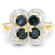 Bids.com 1.76 Carat Genuine London Blue Topaz and White Topaz .925 Sterling Silver Ring Rings