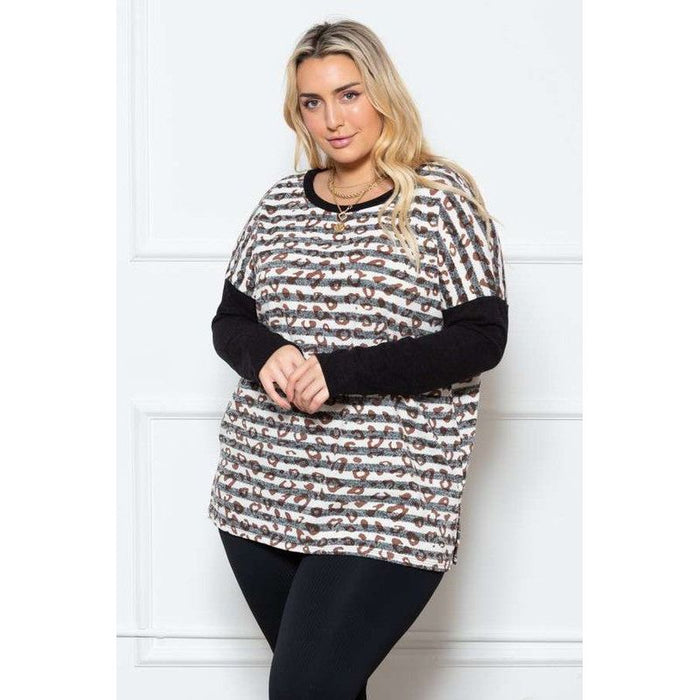 STRIPED ANIMAL PRINT LONG SLEEVE