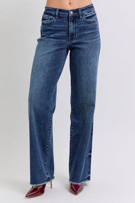 Full Size Raw Hem Mid Rise Jeans