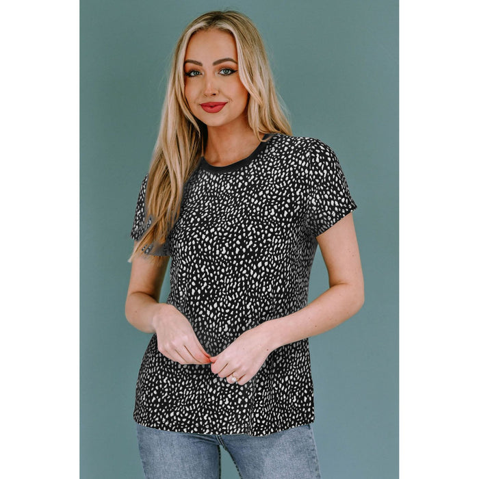 Animal Print Round Neck Short Sleeve T-Shirt