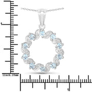 Bids.com 1.10 Carat Genuine Aquamarine and White Topaz .925 Sterling Silver Pendant Pendants