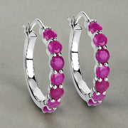 Bids.com 2.80 Carat Genuine Ruby .925 Sterling Silver Earrings Earrings