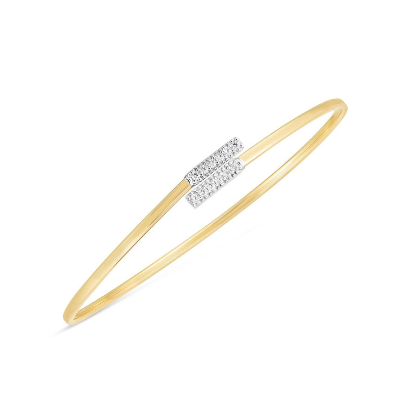 Bids.com 14k Two Tone Gold Diamond Bypass Bar Bangle (2.00 mm) Bracelets