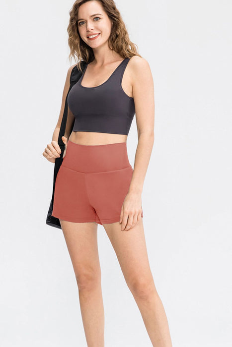 Wide Waistband Sports Shorts with Pockets