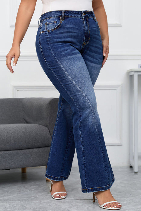 Plus Size Stitching Flare Jeans