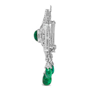 Bids.com 18K 2 3/4 Cttw Diamond and Emerald Dangle Art Deco Shield Brooch Pin Pendant (G-H Color, VS1-VS2 Clarity) CHAIN NOT INCLUDED Accessories