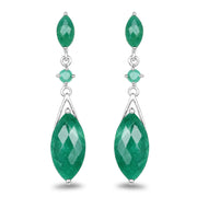 Bids.com 8.52 Carat Dyed Emerald & Emerald .925 Sterling Silver Earrings Earrings