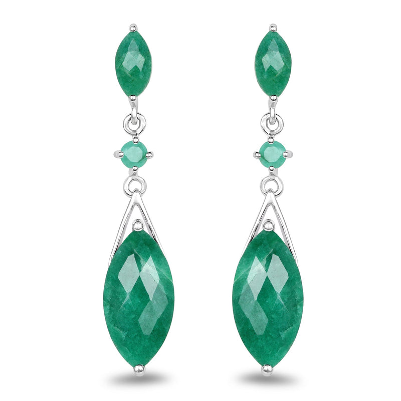 Bids.com 8.52 Carat Dyed Emerald & Emerald .925 Sterling Silver Earrings Earrings
