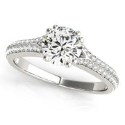 Bids.com 14k White Gold Double Prong Multirow Band Diamond Engagement Ring (1 1/8 cttw) Rings