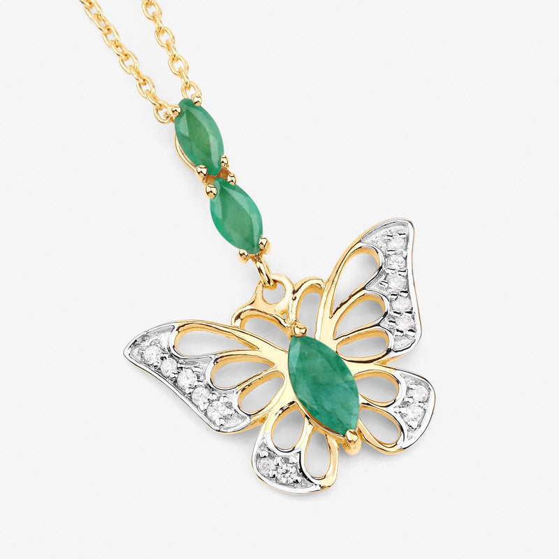 Bids.com 0.72 Carat Genuine Emerald and White Zircon .925 Sterling Silver Pendant Pendants